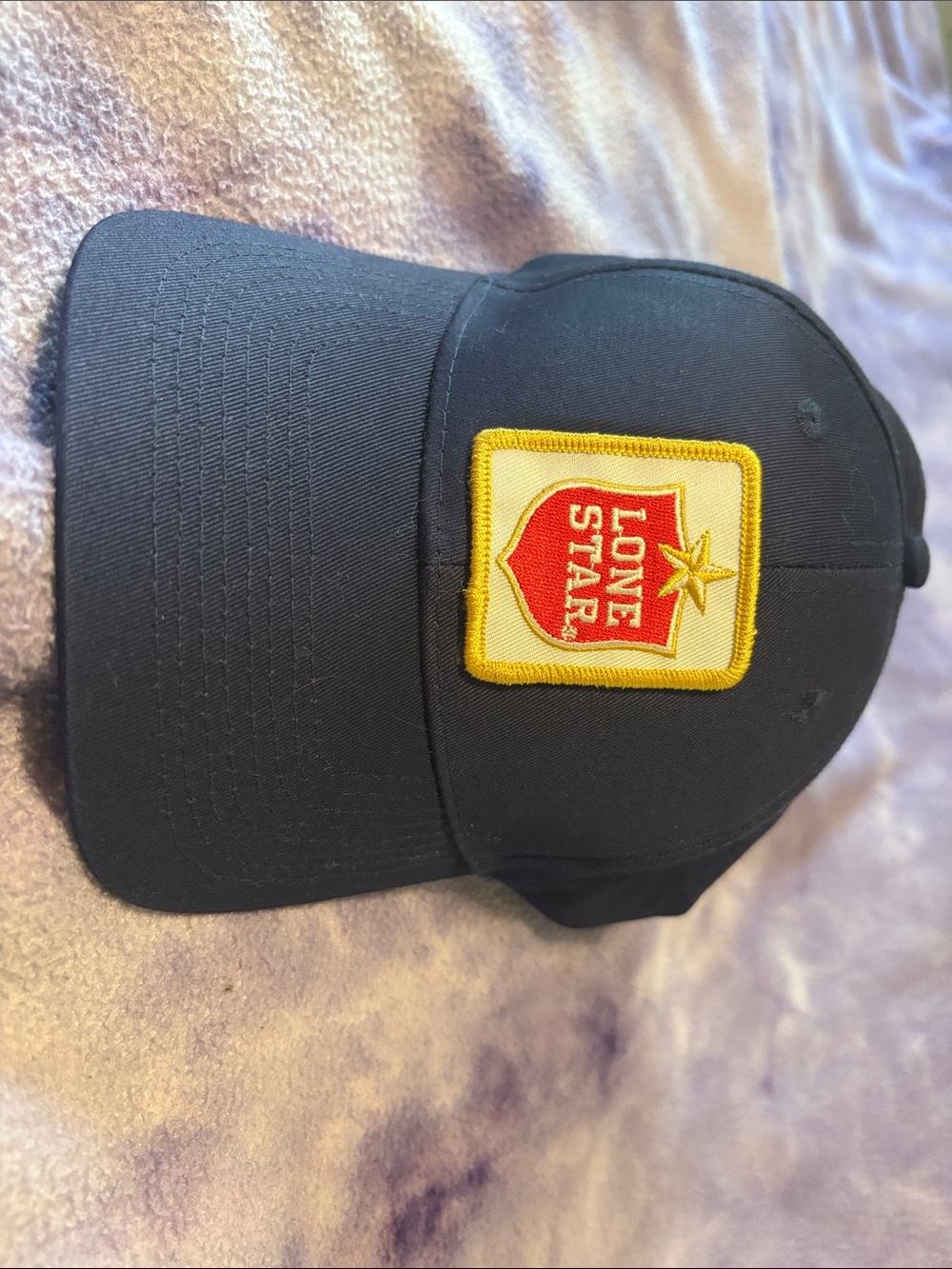 Port and Company Blue Cap with Red and Gold Lone Star Patch